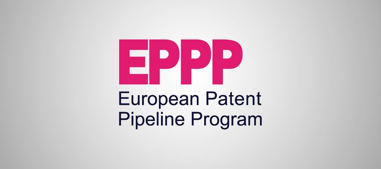 European Patent Pipeline Program (EPPP) logo on a light gray background with bold pink and dark blue text.