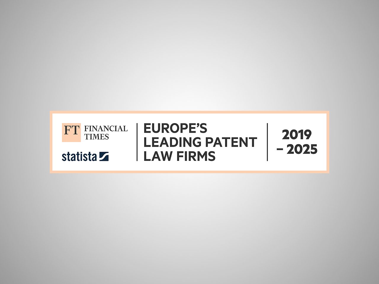 Title: Europe's leading patent law firms from 2019 to 2025, by Financial Times and Statista.