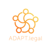 A colourful abstract logo with interconnected circles and the text "ADAPT.legal" underneath, set against a dark grey background.