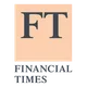 Logo del Financial Times con sfondo rosa chiaro e lettere nere, con testo blu sotto, su sfondo chiaro.