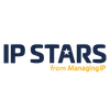 Logo "IP STARS" en lettres bleues foncées avec étoile intégrée, texte jaune "from Managing R" en dessous, sur fond blanc.