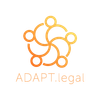 A colourful abstract logo with interconnected circles and the text "ADAPT.legal" underneath, set against a dark grey background.