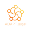 A colourful abstract logo with interconnected circles and the text "ADAPT.legal" underneath, set against a dark grey background.