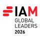Three red rounded bars on the left and a large red M on the right against a black background.