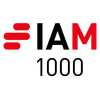 The logo features stylised red lines, the text "IAM" in bold black and red, and "1000" underneath, set against a plain background.