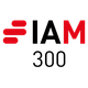 The IAM 300 logo features bold red and black text with a stylised red graphic element on a white background.