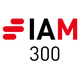 The IAM 300 logo features bold red and black text with a stylised red graphic element on a white background.