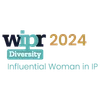 WIPR 2024 logo highlighting Diversity, with the tagline "Influential Woman in IP" on a teal background.