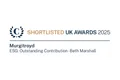 Shortlisted UK Awards 2025 banner with a laurel emblem; features Murgitroyd and ESG: Outstanding Contribution – Beth Marshall.