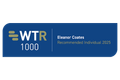 Blue WTR 1000 award badge with a left logo, displaying the name Eleanor Coates and the text Recommended Individual 2025.