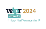 WIPR 2024 logo highlighting Diversity, with the tagline "Influential Woman in IP" on a teal background.