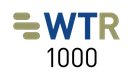 Das WTR-Logo mit blauer und beigen Design-Elementen und der Nummer 1000, zentriert auf einem transparenten Hintergrund.