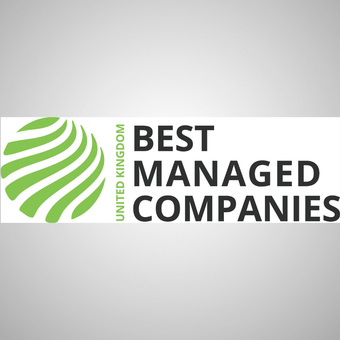 United Kingdom logo with a stylized green globe and bold black text that reads "Best Managed Companies."