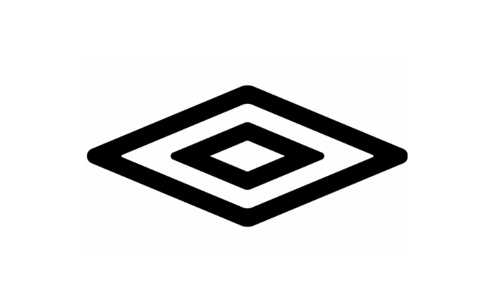 A black and white geometric logo with concentric diamond shapes, resembling a stylized, simple diamond pattern on a white background.