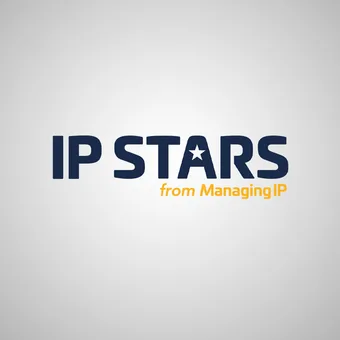 "IP STARS logo with a star inside the letter A, accompanied by the tagline 'from Managing IP' in orange, set against a light grey background."