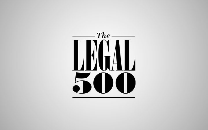 The logo features the words "The Legal 500" in bold black text on a grey background, with a minimalist and professional style.