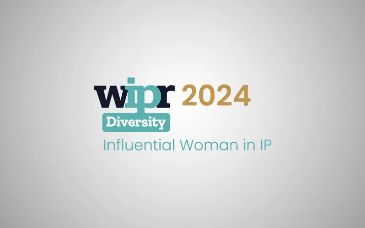 Logo with "WIPR 2024 Diversity Influential Woman in IP" text on a grey background.