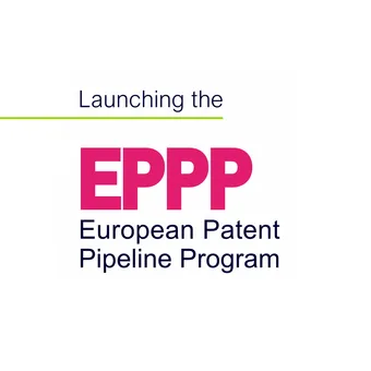 Text reading "Launching the EPPP European Patent Pipeline Program" with bold pink "EPPP" on a white background.