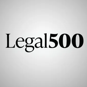 Logo-style image showing the word Legal500 in black serif font on a light grey gradient background.