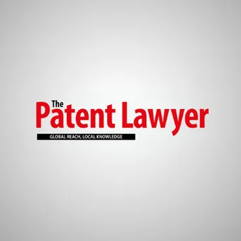 "The Patent Lawyer" logo with bold red text and a black underline, set against a light grey background, emphasizing legal expertise and professionalism.