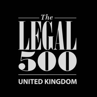 The logo for the Legal 500 UK features bold grey text on a black background, with "The" above and "United Kingdom" below the larger name.