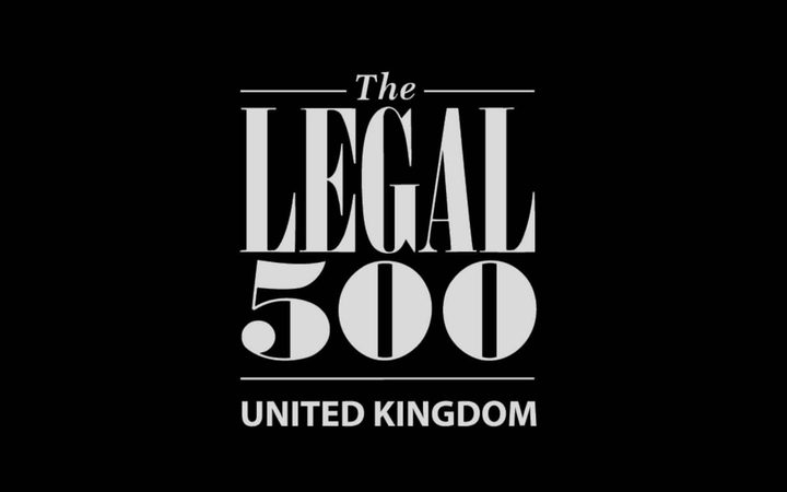 The logo for the Legal 500 UK features bold grey text on a black background, with "The" above and "United Kingdom" below the larger name.